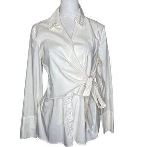 project RUNWAY Cotton Off White Button Collared Top Shirt Blouse Size XXL